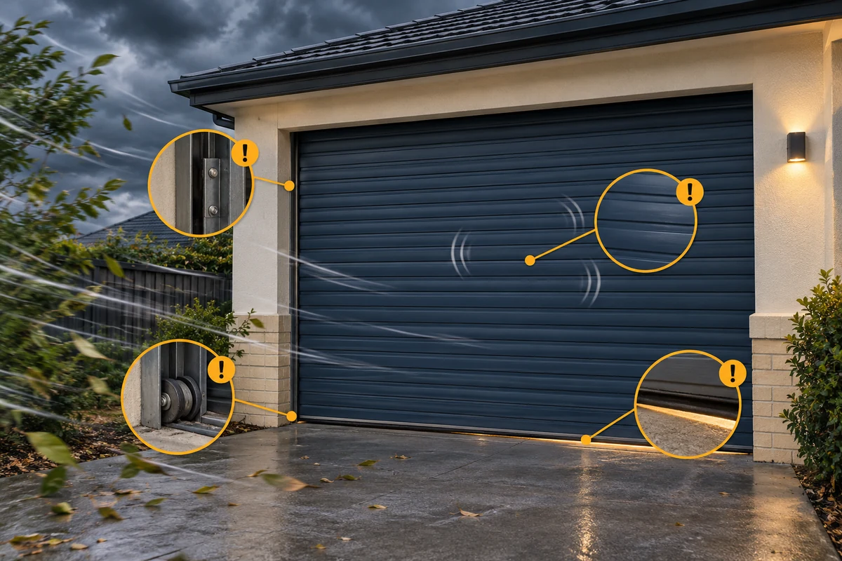 roller door rattling in wind